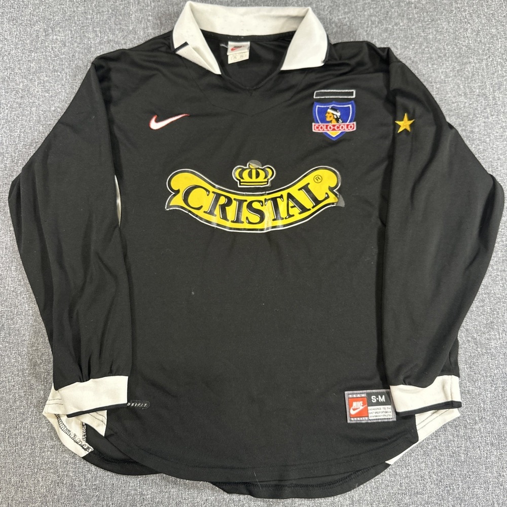 Vintage Nike Colo Colo Long Sleeve Soccer Jersey Black Chile Futbol S/M Early 2K